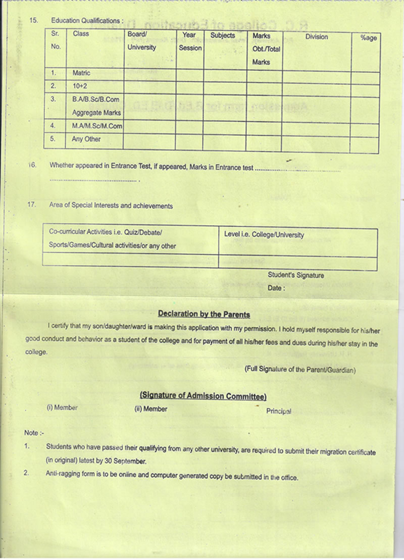 Application form back 